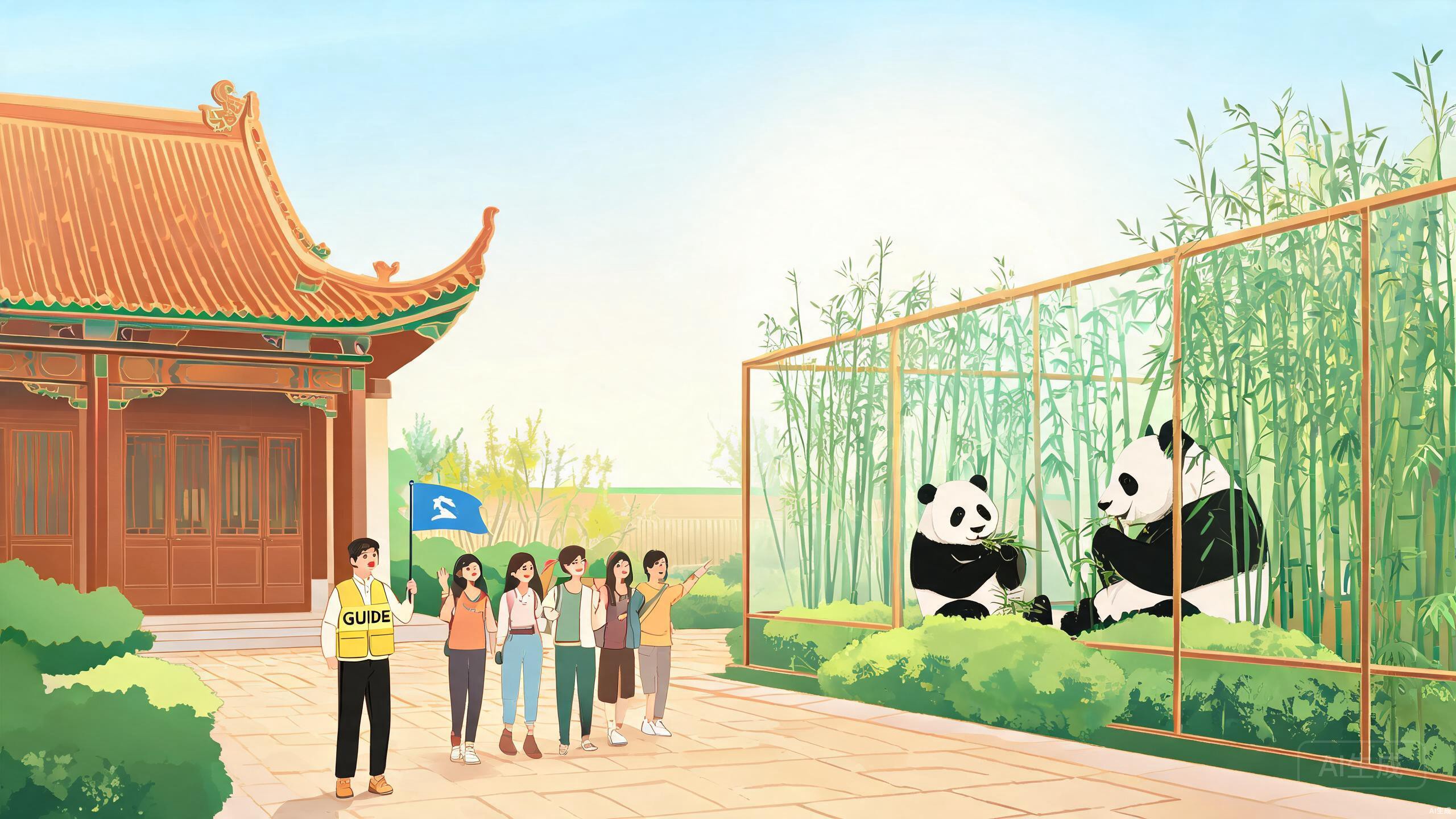 Green surroundings and architecture at Beijing Zoo
